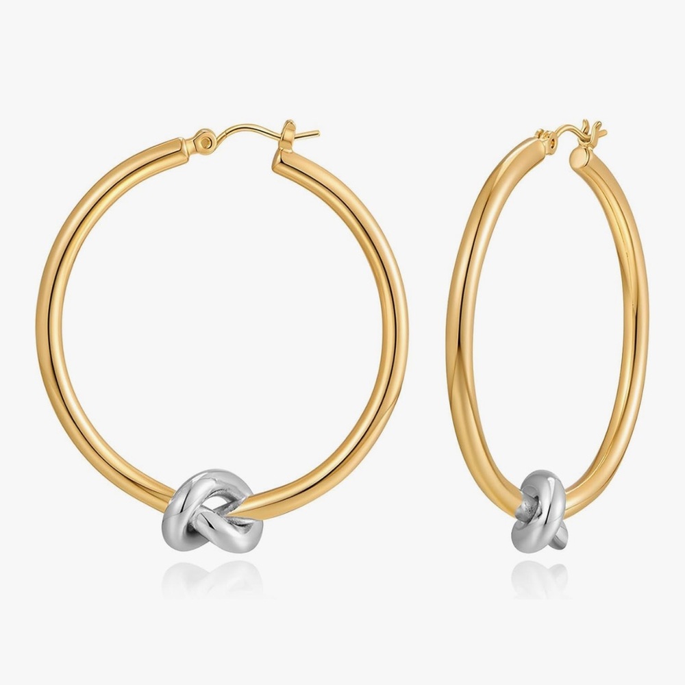 NEW 18K Gold Hoop Earrings Statement Lightweight Hoops